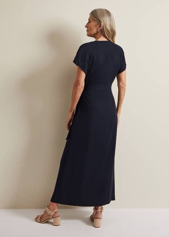 Phase Eight Liv Wrap Dress Navy USA | 6903475-IP